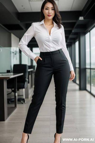 Accountant outfit, frame head to thigh - ai-porn.ai on pornsimulated.com