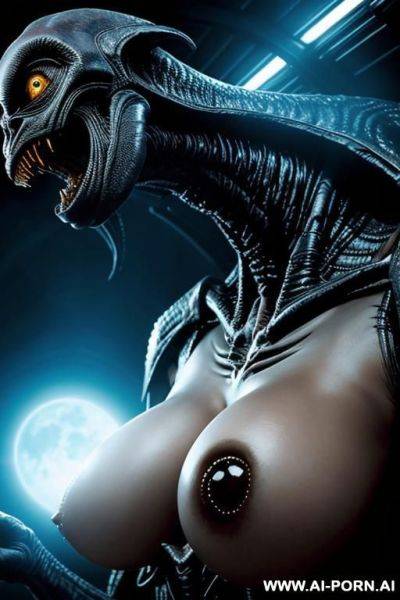 (extraterrestrial creature) (monster) (spaceship) - ai-porn.ai on pornsimulated.com