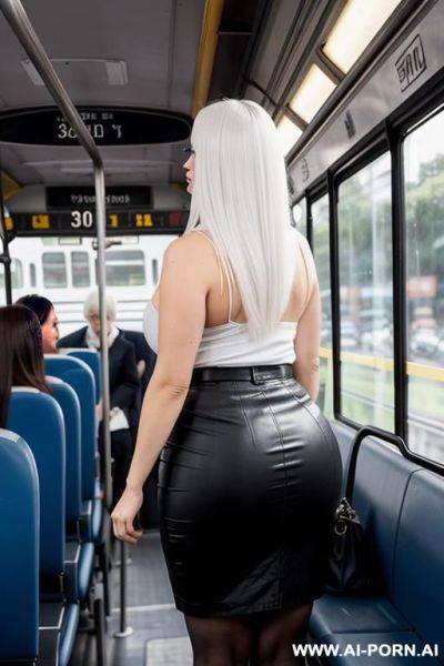 On crowded bus, lifting skirt to reveal pussy - ai-porn.ai on pornsimulated.com