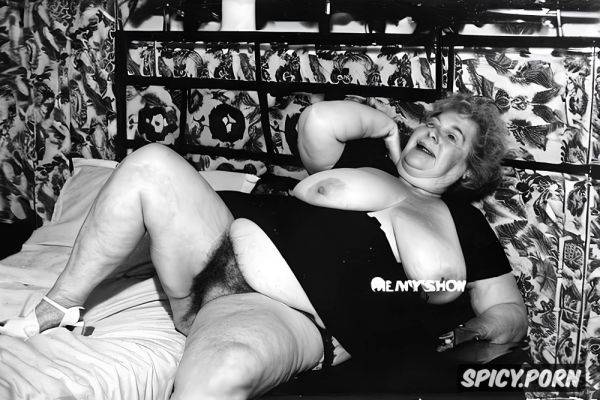 Thick thighs, grandmother, open hairy pussy, high heels mules - spicy.porn on pornsimulated.com