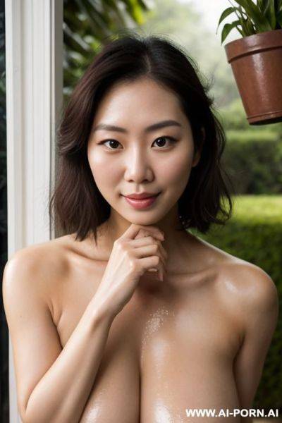 Beautiful white korean woman, ultra massive realistic cum, gorgeous brunette, totally naked, beautiful eyes and lips, (short curvy body), full thick hair, standing on public people caravan showing - ai-porn.ai - North Korea on pornsimulated.com