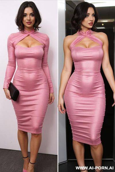 Pink tube dress and matching shrug - ai-porn.ai on pornsimulated.com