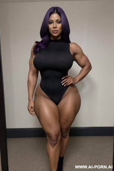 Perfect hourglass figure, sexy body, hot beautiful milf, perfectly beautiful face, black milf, long thick hair, sexy, plump lips, portly body, busty, real sex bomb, real sex goddess, narrow strong - ai-porn.ai on pornsimulated.com