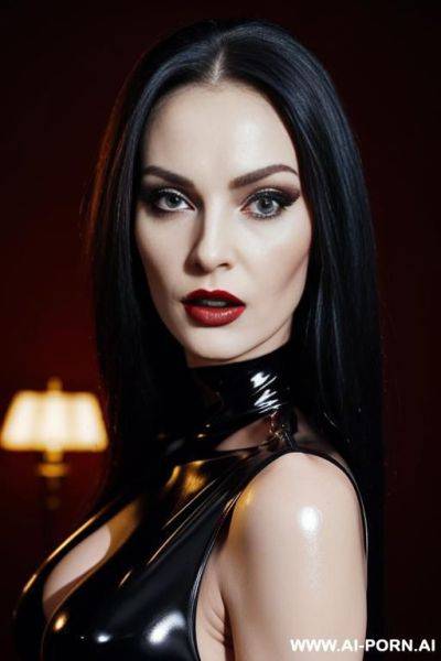 Beautiful slut. sexy porn dominatrix. pretty slut. sluty humiliatrix. dominant slut. sugar daddy humiliator. latex skirt. statuesque. superior, domineering facial expression. stern facial expression. strict mistress - ai-porn.ai on pornsimulated.com