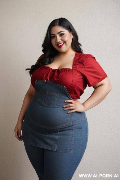 Mexican, chola, chicana, wide hips, extra thicc, long hair, right red apron - ai-porn.ai - Mexico on pornsimulated.com