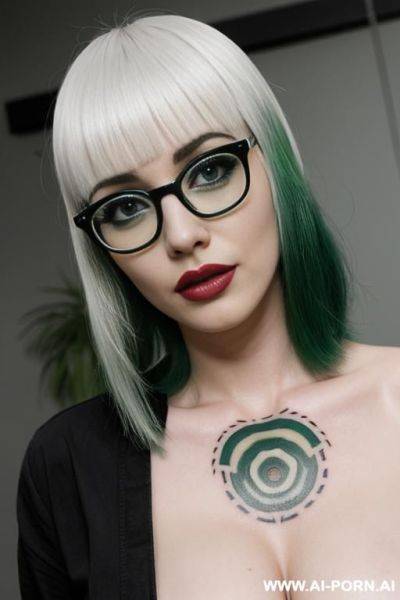 Green hair spectacles medium tattoos white bangs cumshot - ai-porn.ai on pornsimulated.com