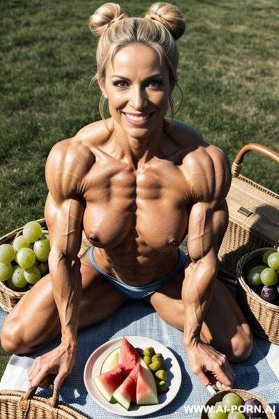 (skinniest extremely muscular body), professional female bodybuilder, (erect trained pecs), traps, biceps, triceps, lats, delts, broad shoulders, bright big eyes, high cheekbones, extreme plastic surgery, - ai-porn.ai on pornsimulated.com
