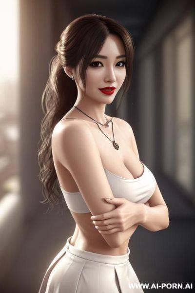 Sexy blond woman, skirt, stocking - ai-porn.ai on pornsimulated.com