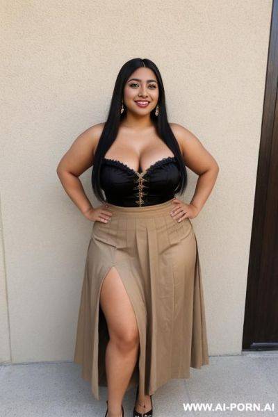 Mexican, model, tan, traditional, big eyes, wide hips, long tight skirt, extra thicc - ai-porn.ai - Mexico on pornsimulated.com