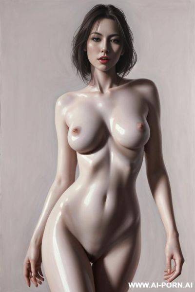 Hyperrealism painting: very beautiful sexy orgazm face, totally nude body. white skin. standing full-length view. art. - ai-porn.ai on pornsimulated.com