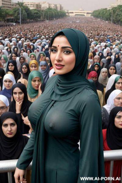 Pakistani hijab wife nude in public front of crowd - ai-porn.ai - Pakistan on pornsimulated.com