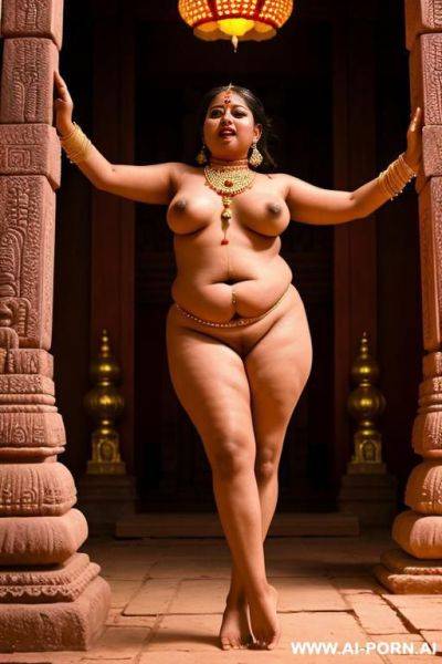Chubby naked female indian temple servant dances on a mystical feast in a temple - ai-porn.ai - India on pornsimulated.com