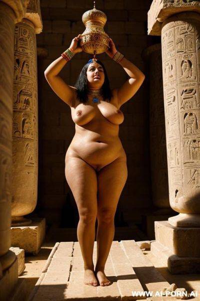 Ancient egyptian chubby naked female temple servant with shaved vagina is used by her priestess during a ritual - ai-porn.ai - Egypt on pornsimulated.com