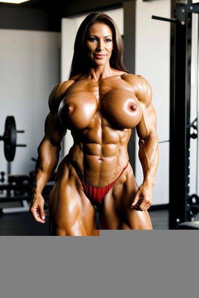 [ ] enormously beautiful female bodybuilder with the biggest thighs you could ever imagine, extreme big thighs, milf, totally naked, nude, no clothes on, muscular arms, sexy muscular abs, narrow - ai-porn.ai on pornsimulated.com