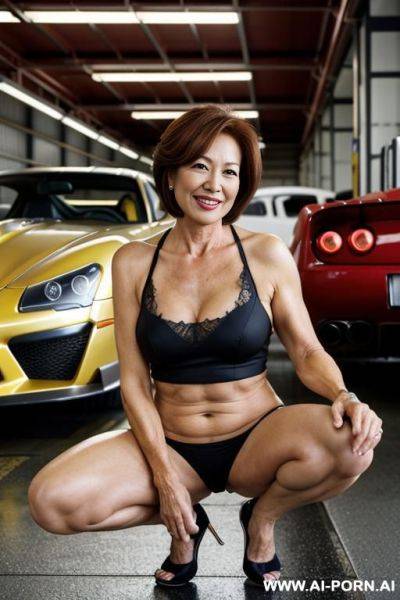 A beautiful gilf woman, (very hairy pussy), topless, wear a brazilian bikini, - ai-porn.ai - Brazil on pornsimulated.com