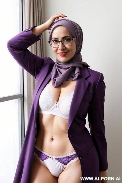 Hijab, glasses, panties, busty, milf - ai-porn.ai on pornsimulated.com