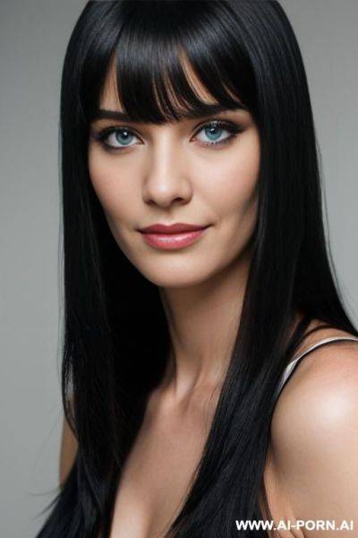 (woman 1), snobby, masterpiececondescending smile, fair skin, blue eyes, black hair, straight bangs, angry face, ultra-detailed, professional photography, - ai-porn.ai on pornsimulated.com