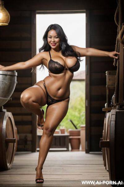 Beautiful gorgeous woman, enormous pendulous pear shaped boobs, large erect nipples, stunning beauty, long dark hair, ((showing pussy)), hourglass figure, smiling invitingly, tanned and dusky complexion, - ai-porn.ai on pornsimulated.com
