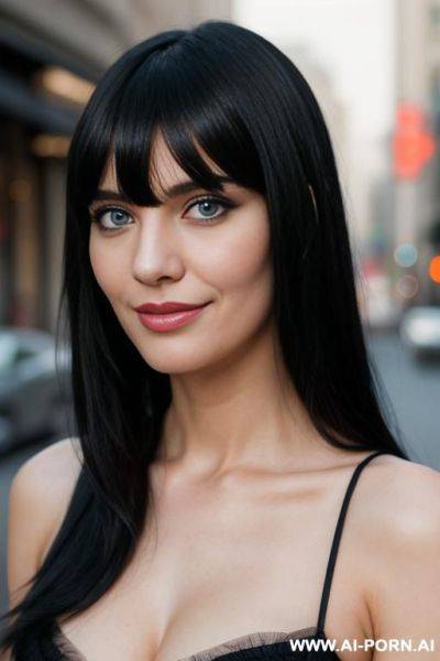 (woman 1), snobby, masterpiececondescending smile, fair skin, blue eyes, black hair, straight bangs, angry face, ultra-detailed, professional photography, - ai-porn.ai on pornsimulated.com