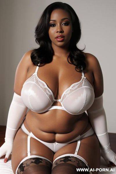 Shiny white stockings and lingerie - ai-porn.ai on pornsimulated.com