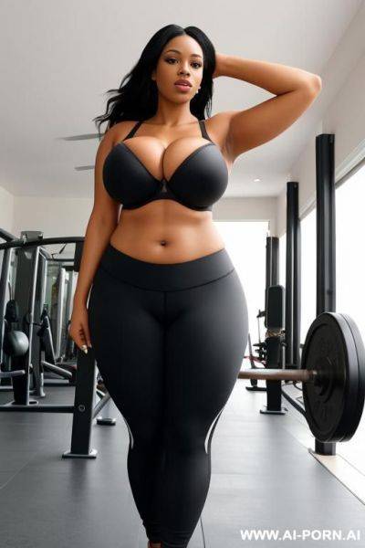 Gigantic massive huge inverted boobs black woman in a bra - ai-porn.ai on pornsimulated.com
