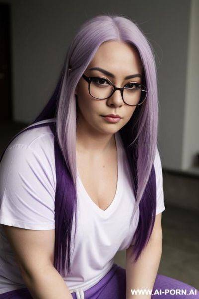 Long hair, light purple hair, glasses - ai-porn.ai on pornsimulated.com