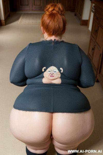 Old granny, totally naked, giant boobs, giant breasts, huge ass, thick thighs, hairy pussy ((big hairy pussy)) giant hair ((giant pubes)) - ai-porn.ai on pornsimulated.com