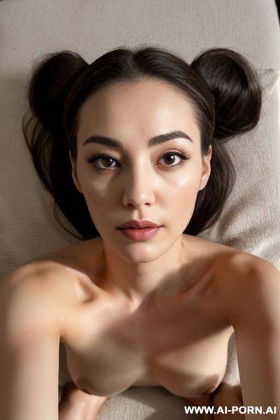 (beautiful) ((above view)) ((laying down, face down)), (women bent over, on knees) (perfect body) (total naked), (beautiful detailed face), (close up butt) - ai-porn.ai on pornsimulated.com