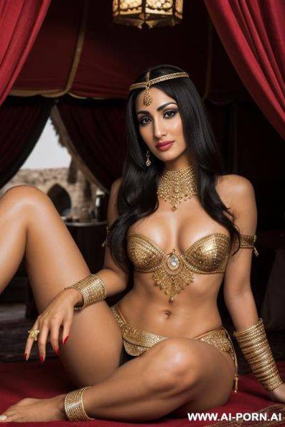 Arab woman holding her oily feet to the camera - ai-porn.ai on pornsimulated.com