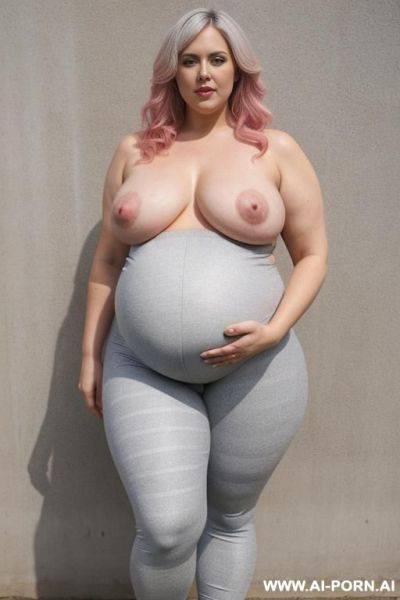 ((two woman super fat bbw obese big bloated huge pregnant belly)), footballers, thick thighs, big belly, flash belly, with plaid skirt, ((zoom out)), soft grey legging, beauty woman, plaid jogger pants, (topless) - ai-porn.ai on pornsimulated.com
