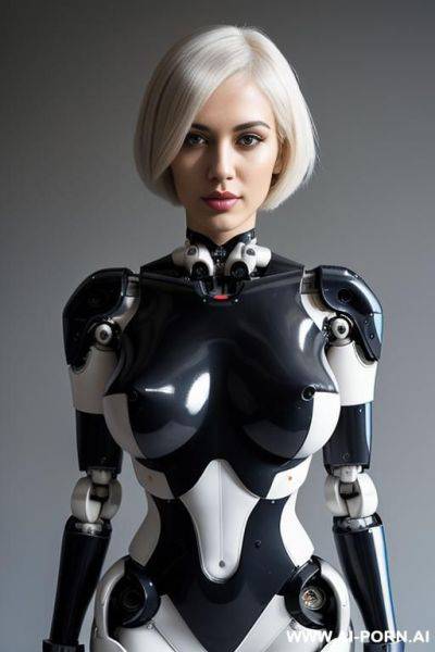 Wonderful beautiful realistic (( taur-women fully robotic body standing four legs)), detaleid face, skin in latex white and black color, covered to latex, to boots, to beautiful robotic hand hd image quality, ((no background)). - ai-porn.ai on pornsimulated.com
