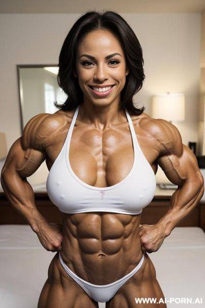 (((white american latina))), ((((real muscular short musclewoman npc figure athlete ruby rivera riverafit)))), (no makeup) , ((nude))), ((topless)), ((full lips)), ((aroused erect pointy nipples)), (((sinewy - ai-porn.ai - Usa on pornsimulated.com