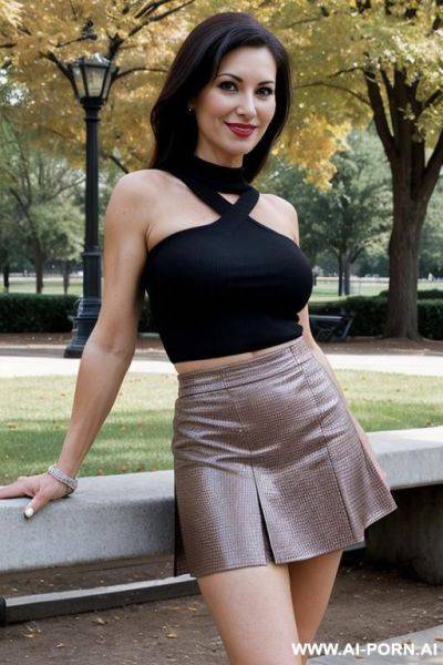 Suburban mom, at the park, pumps, seductive smirk - ai-porn.ai on pornsimulated.com