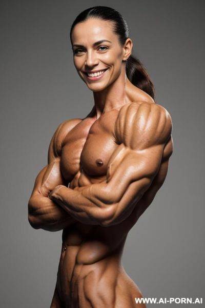 ((short topless very slender lean bodybuilder woman)), (very muscular very lean natural pec breasts), (((no silicone))), (((no implants))), ((pretty face)), (slender waist), (((very light skintone))), - ai-porn.ai on pornsimulated.com