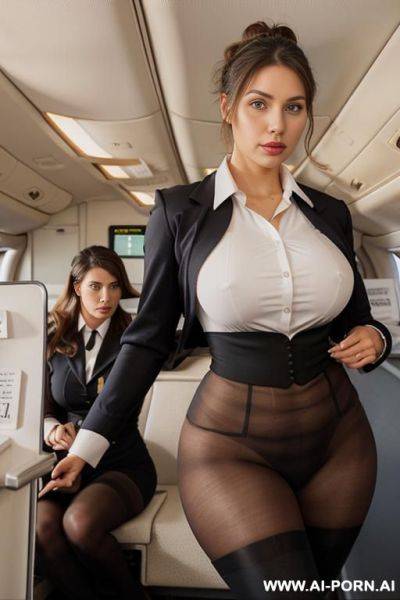 Big ass, hourglass body, curvy, tights, office shirt - ai-porn.ai on pornsimulated.com