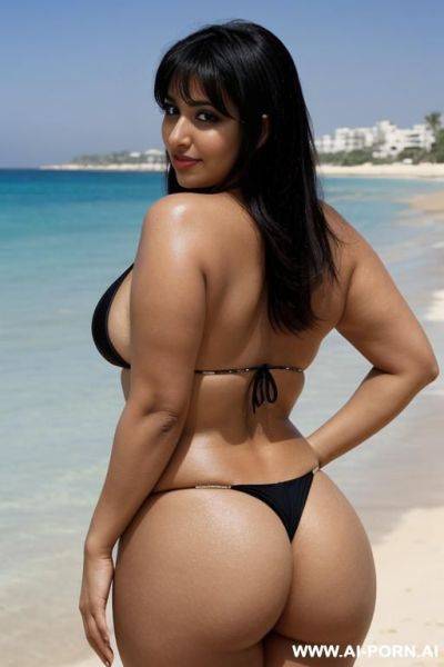 Arab, chubby, bikini, from behind, bend over, beach - ai-porn.ai on pornsimulated.com