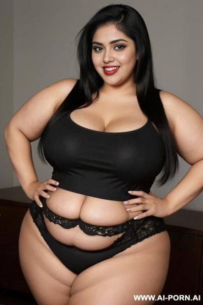 Chola, mexican, cartoonishly wide hips, supermodel, big eyes, smiling - ai-porn.ai - Mexico on pornsimulated.com