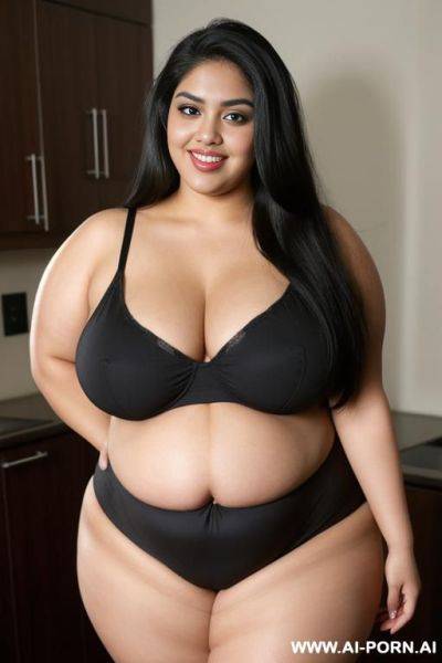 Fat, rotund, chola, mexican, cartoonishly wide hips, supermodel, big eyes, smiling - ai-porn.ai - Mexico on pornsimulated.com