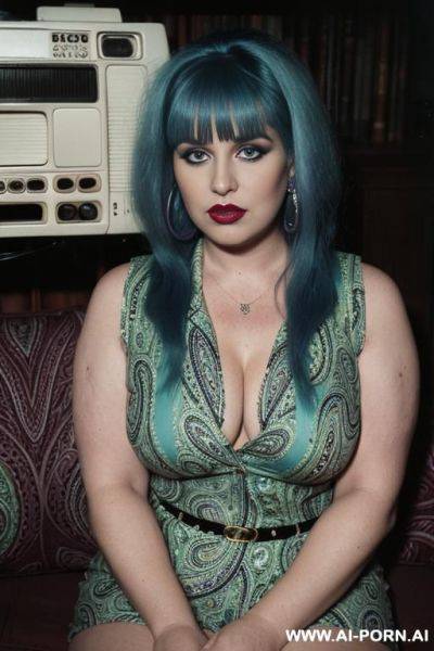 Goth woman, purple hair, many piercings, cum shot on face - ai-porn.ai on pornsimulated.com