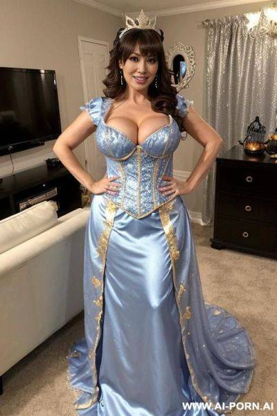 Busty pop star, pretty make up, full frontal, full body view, ((keep body)), ((keep face)), halloween decor in living room, wearing costume, in halloween theme living room, - ai-porn.ai on pornsimulated.com
