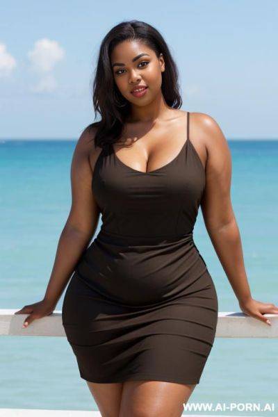 (light brown skinned), (light eyes), (black hair), (medium natural tits), (open summer dress), (full-figured posture) - ai-porn.ai on pornsimulated.com