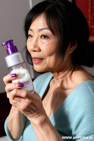 Asian grandma hand job with lotion bottle - ai-porn.ai on pornsimulated.com