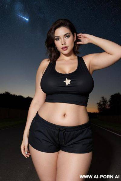 Short pant, tank top, big boob, curvy, wide hip - ai-porn.ai on pornsimulated.com