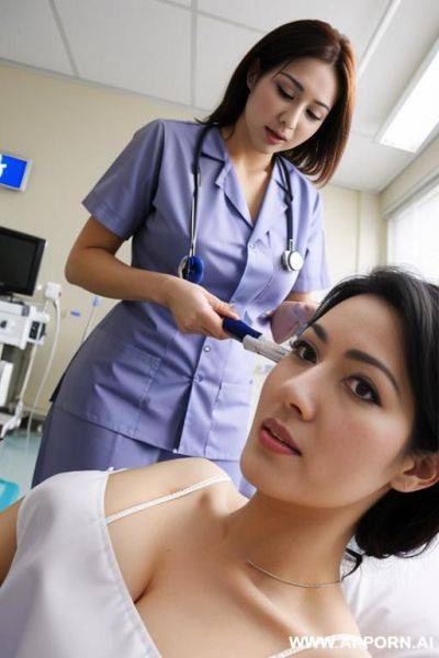 From below, nurse outfit, hospital, giving handjob - ai-porn.ai on pornsimulated.com
