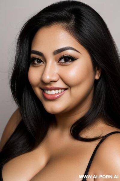 Mexican, big lips, big eyes, eyeliner, tan, smiling, plumper, chubby - ai-porn.ai - Mexico on pornsimulated.com
