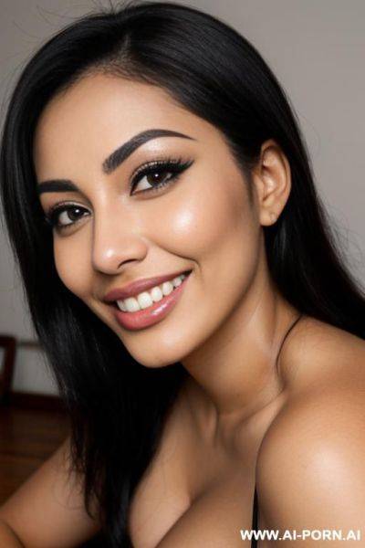 Mexican, big lips, big eyes, eyeliner, tan, smiling - ai-porn.ai - Mexico on pornsimulated.com