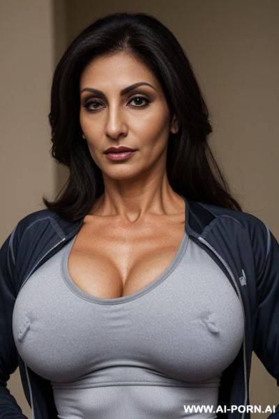 Dri fit shirt, dri fit jacket, abs, huge perfect oval tits, big nose - ai-porn.ai on pornsimulated.com
