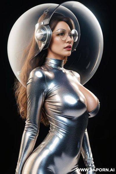 Low side front angle pussy shiny view, totally naked sexy body realistic detailed naked skin of timetravel in the fantasy scifi lightspeed galaxy flying zero gravity, massive floating oversized - ai-porn.ai on pornsimulated.com