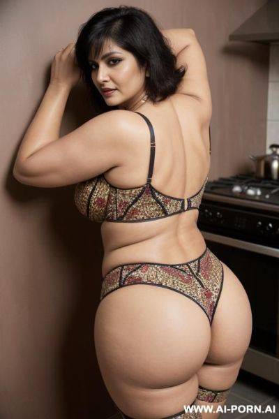 Two mature lesbian, strap on lesbian sex, patterned summer dresses, show strap on in ass, anal sex, fucked from behind, fucked against the wall, dress rolled up, (panties pulled down), hand on - ai-porn.ai on pornsimulated.com