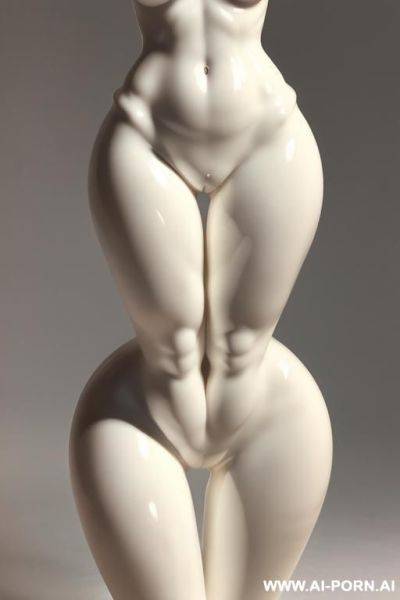 Porcelain white nude statue, very fit hourglass wide figure (only lower half of statue is captured on the photo), nude fit waist closeup zoom picture, porcelain statue, wide hips, wide inner gap between legs zoom - ai-porn.ai on pornsimulated.com